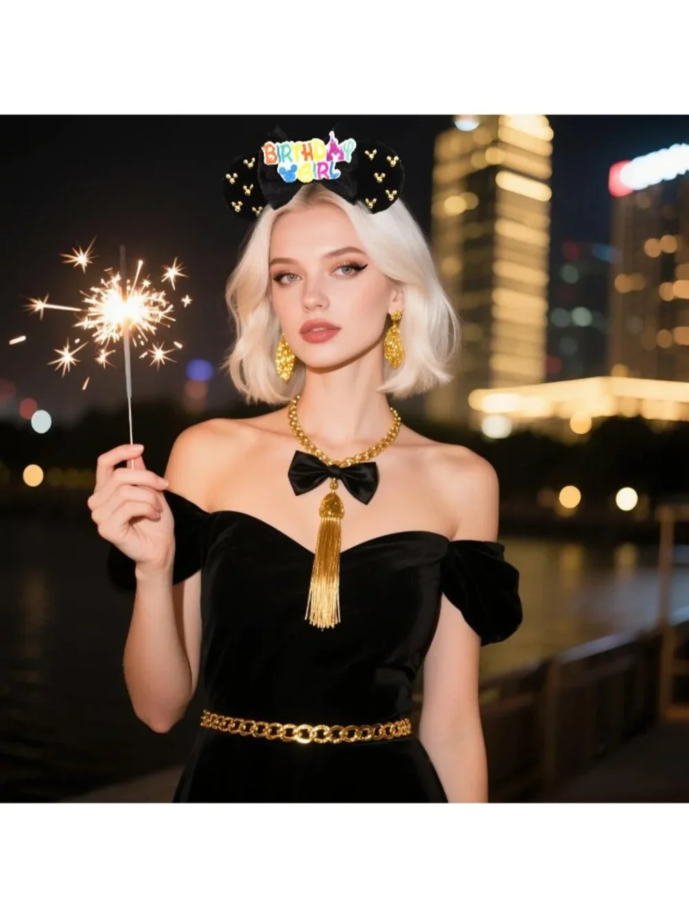 Women Black cotton Candy-Inspired Mickey Mouse Hair Headband